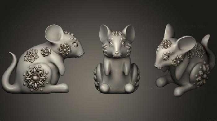 Статуэтки животных (Статуэтка мыши, STKJ_1192) 3D модель для ЧПУ станка